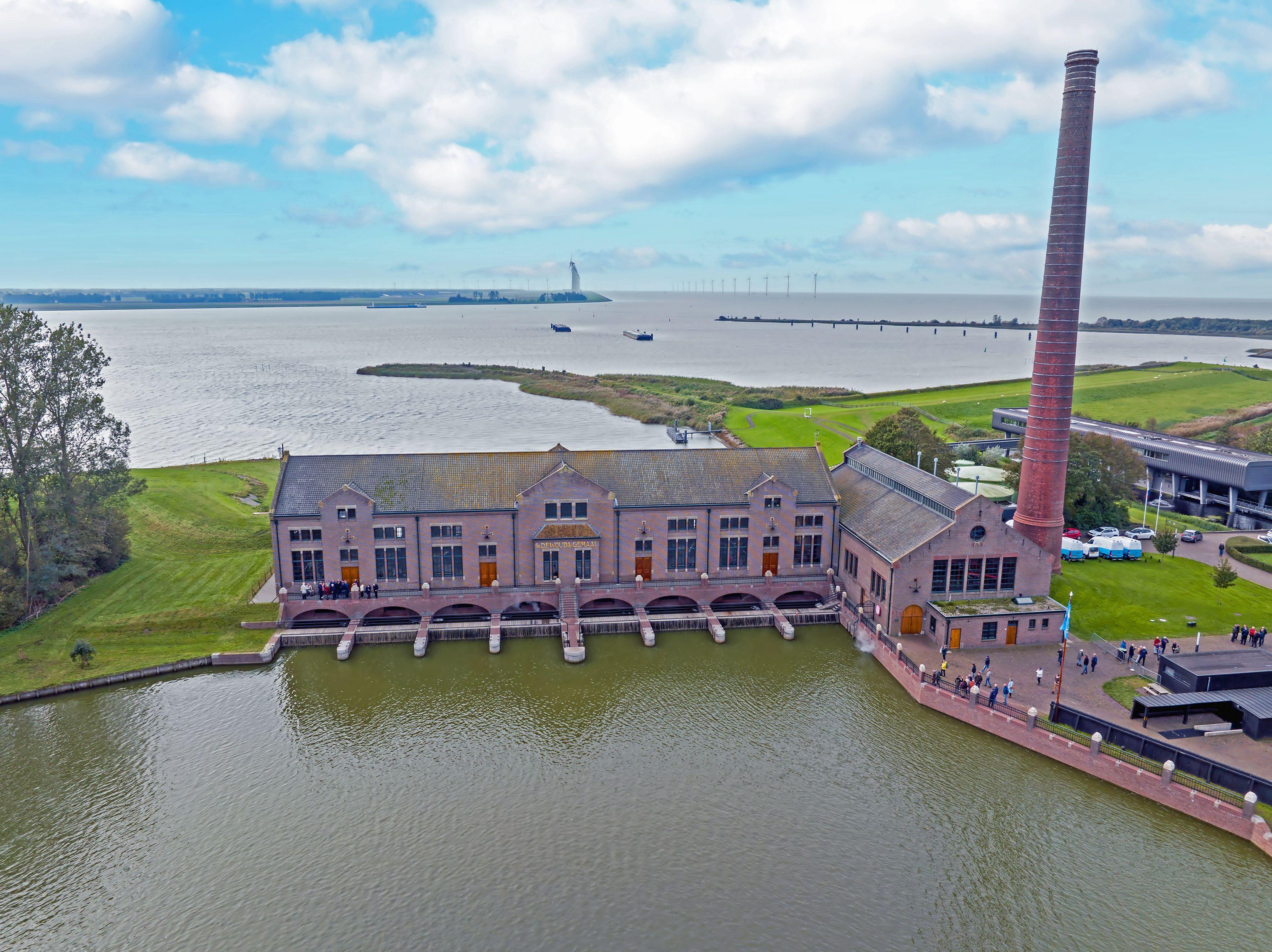 Aerial from the medieval Wouda pumping station near lemmer in the Netherlands