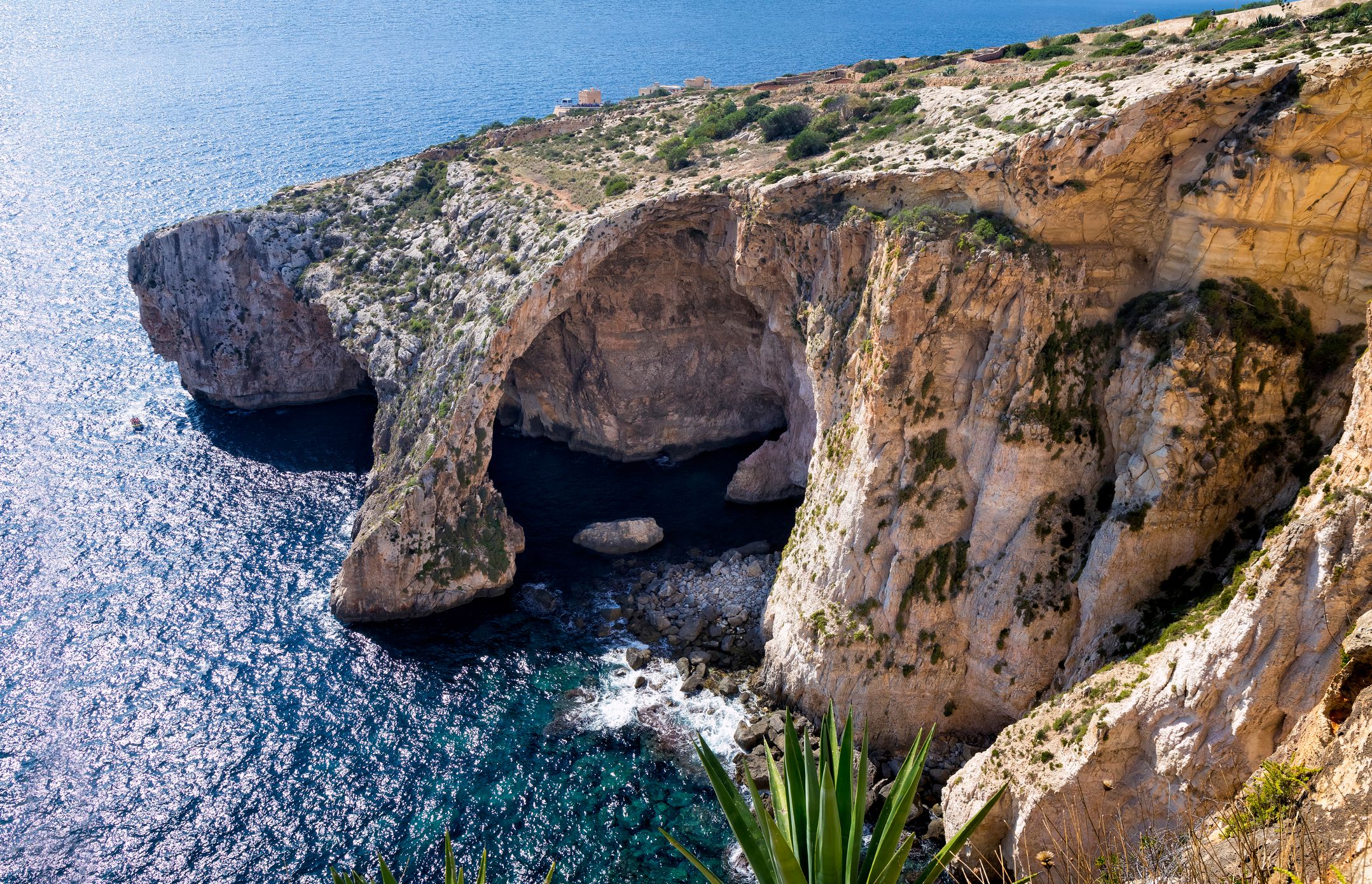 Holidays at Blue Grotto at the Mediterranean Sea, Malta