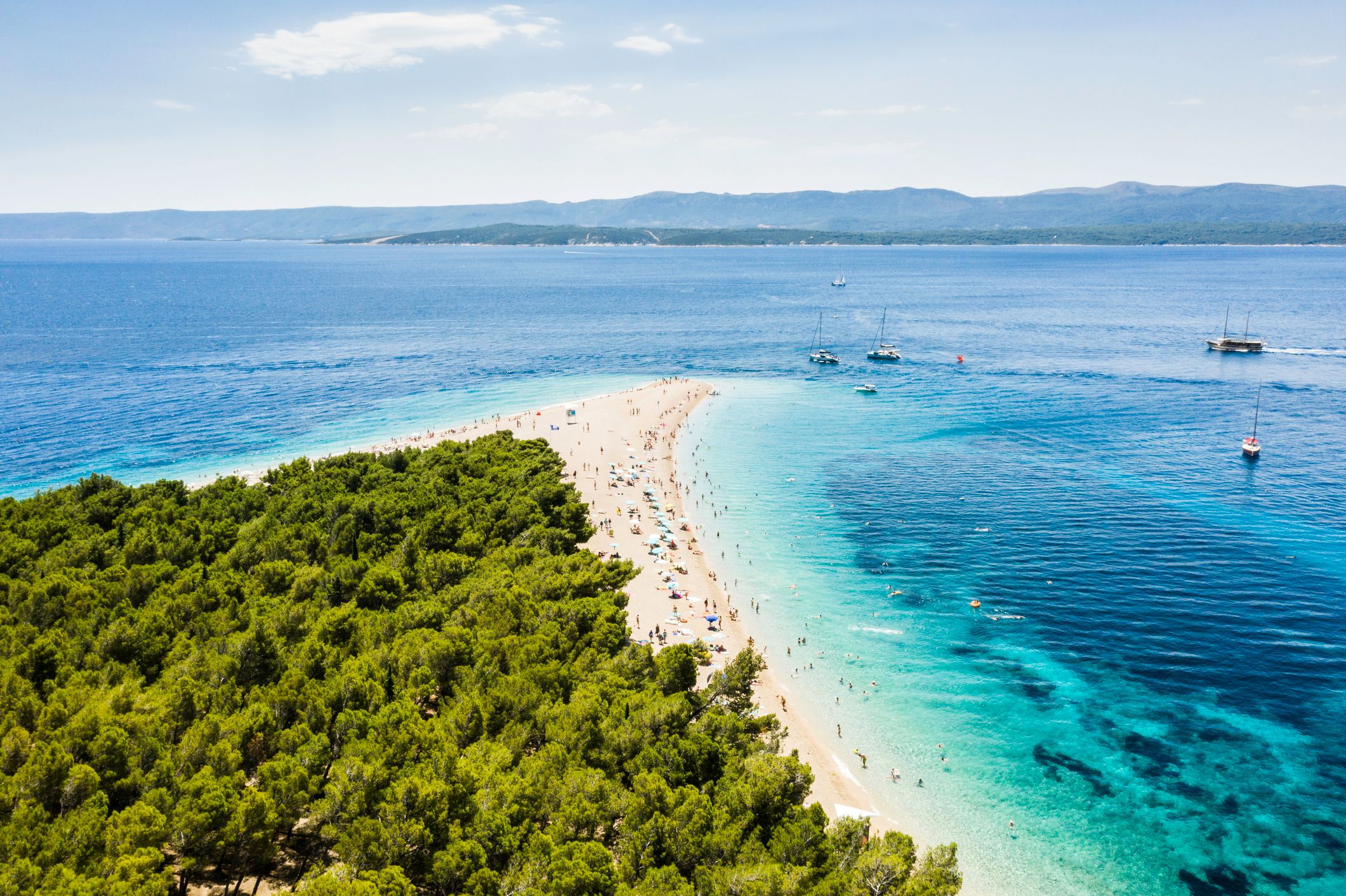 Aerial view of Zlatni rat beach in Croatia