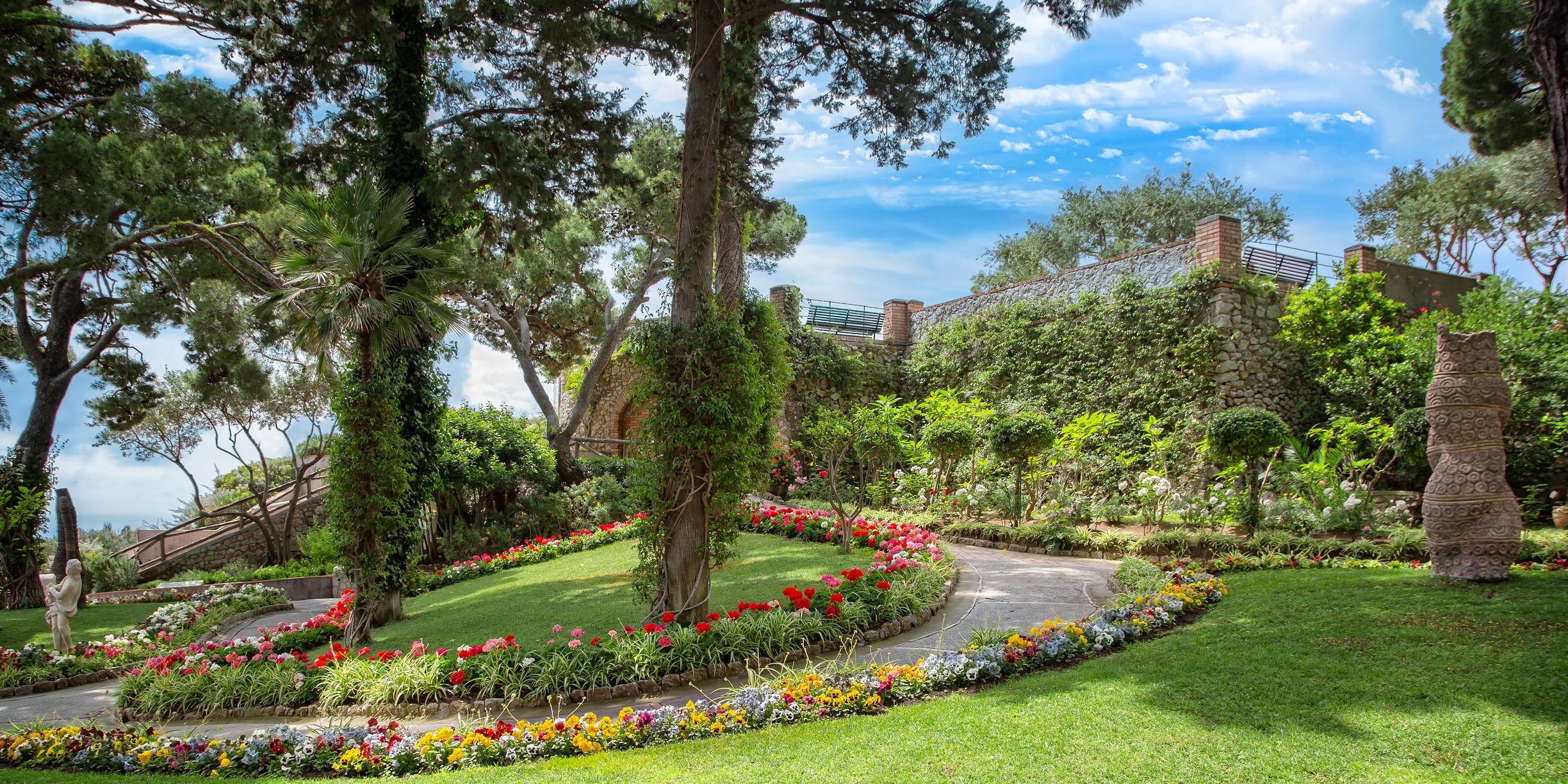 The botanical Gardens of Augustus are an exceptionally wonderful garden with interesting statues and beautiful flowers