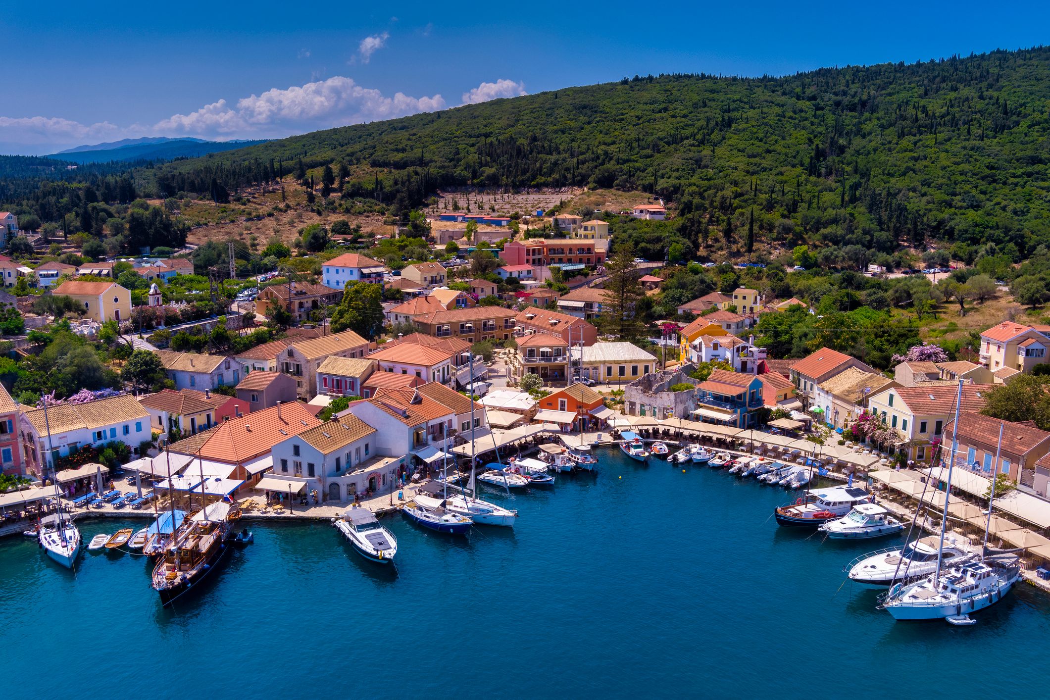 Aerial view of Fiskardo, Kefalonia.