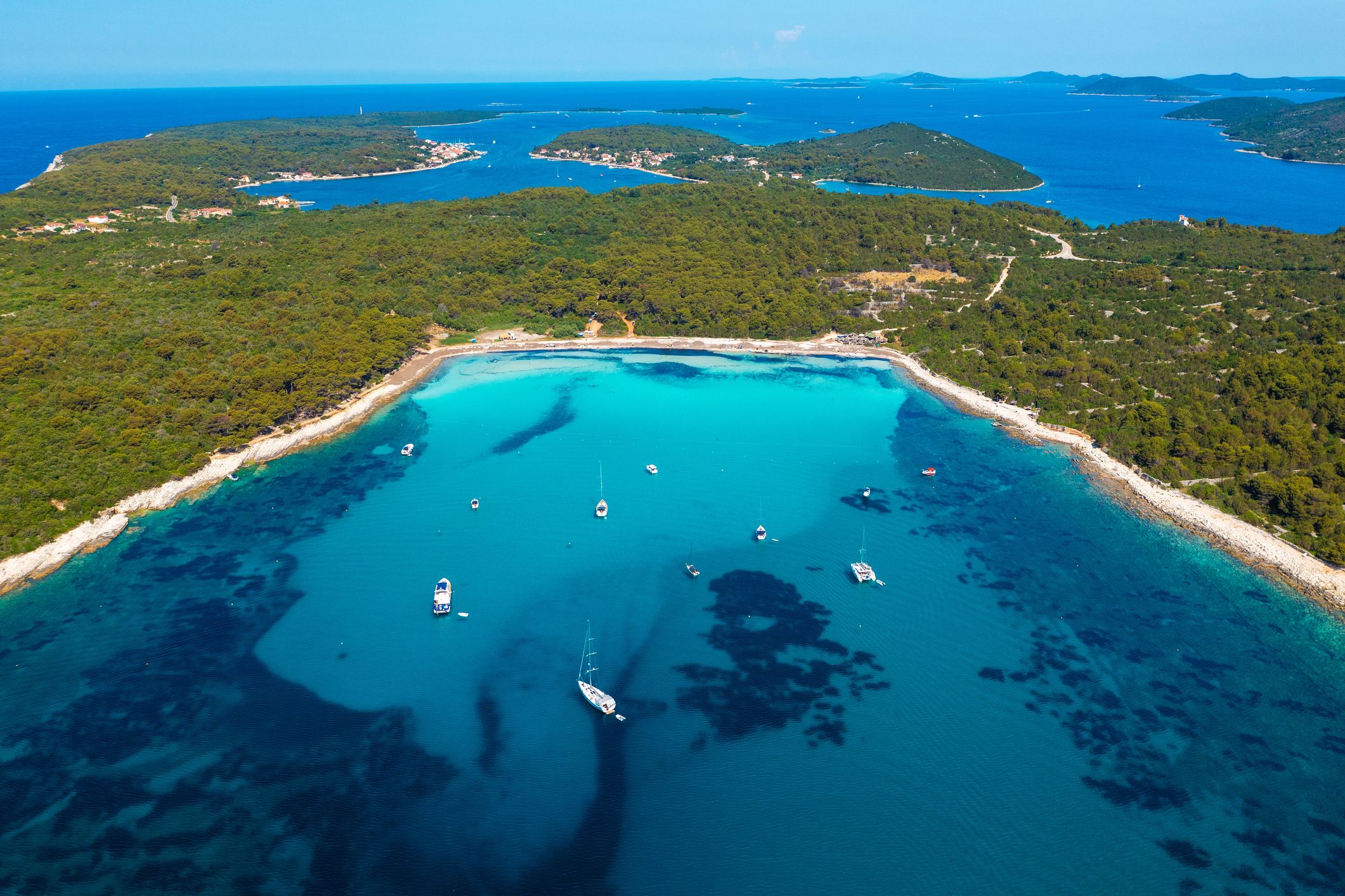Aerial view of the Sakarun beach on Dugi otok, Croatia
