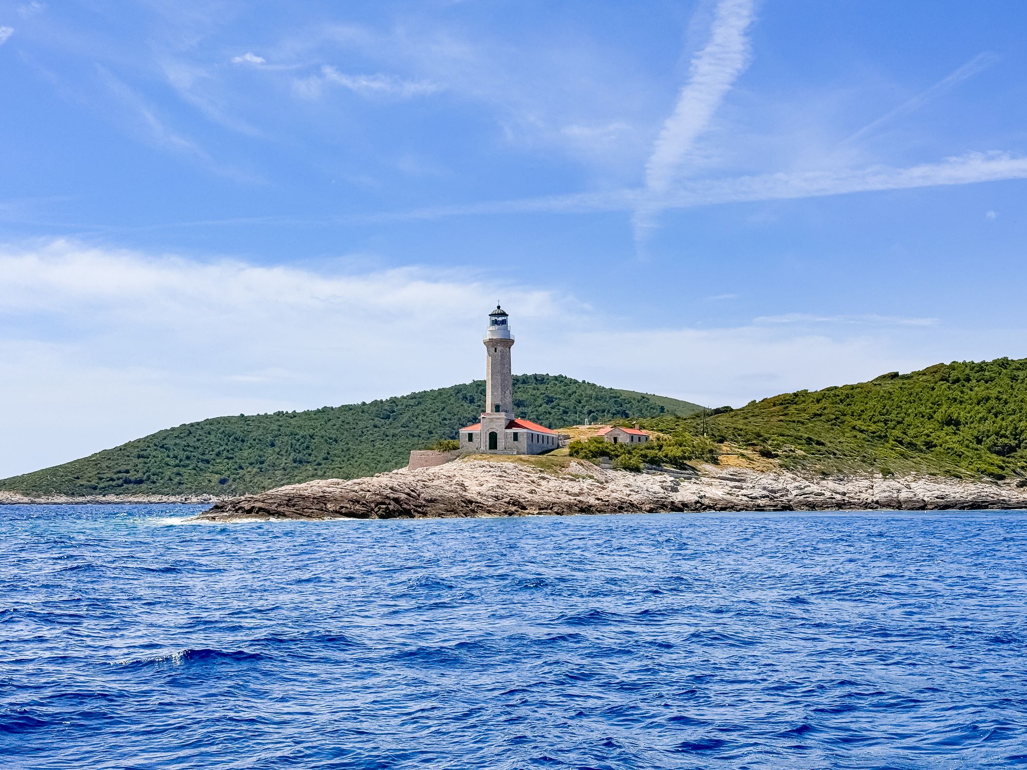 Lighthouse Stoncica on island Vis, Croatia.