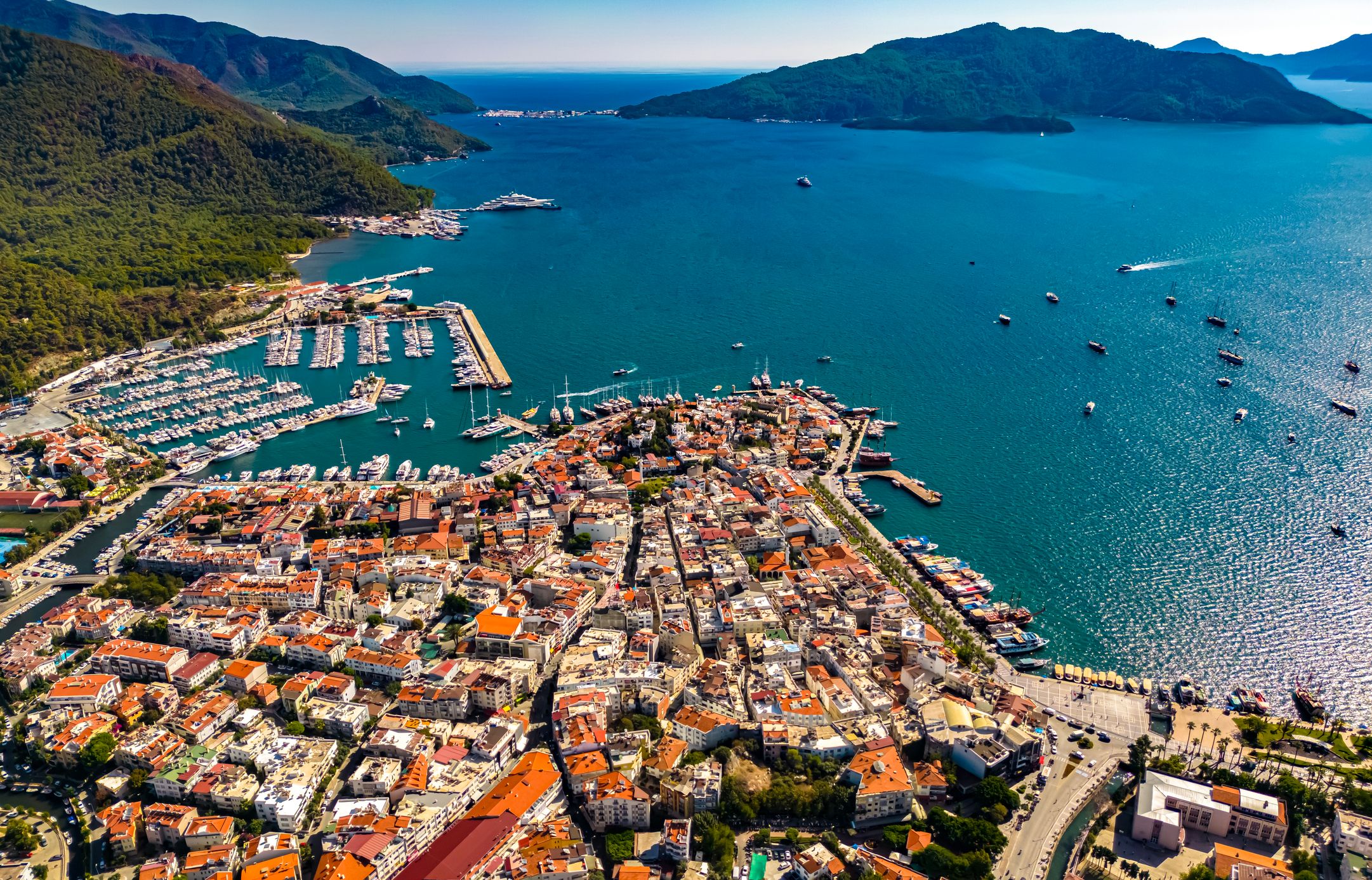 Aerial view of Marmaris in Mugla Province, Turkey stock photo