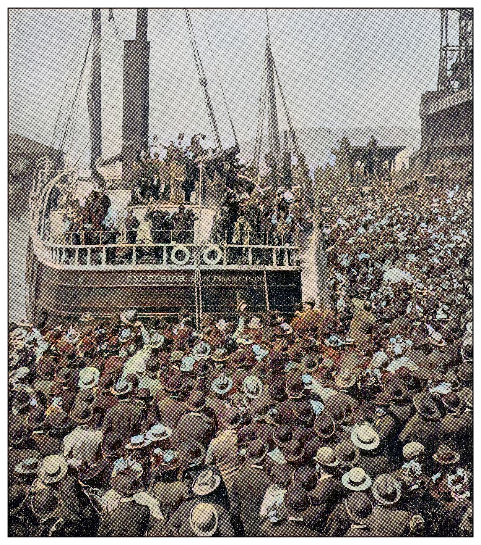 Ship full of people leaving