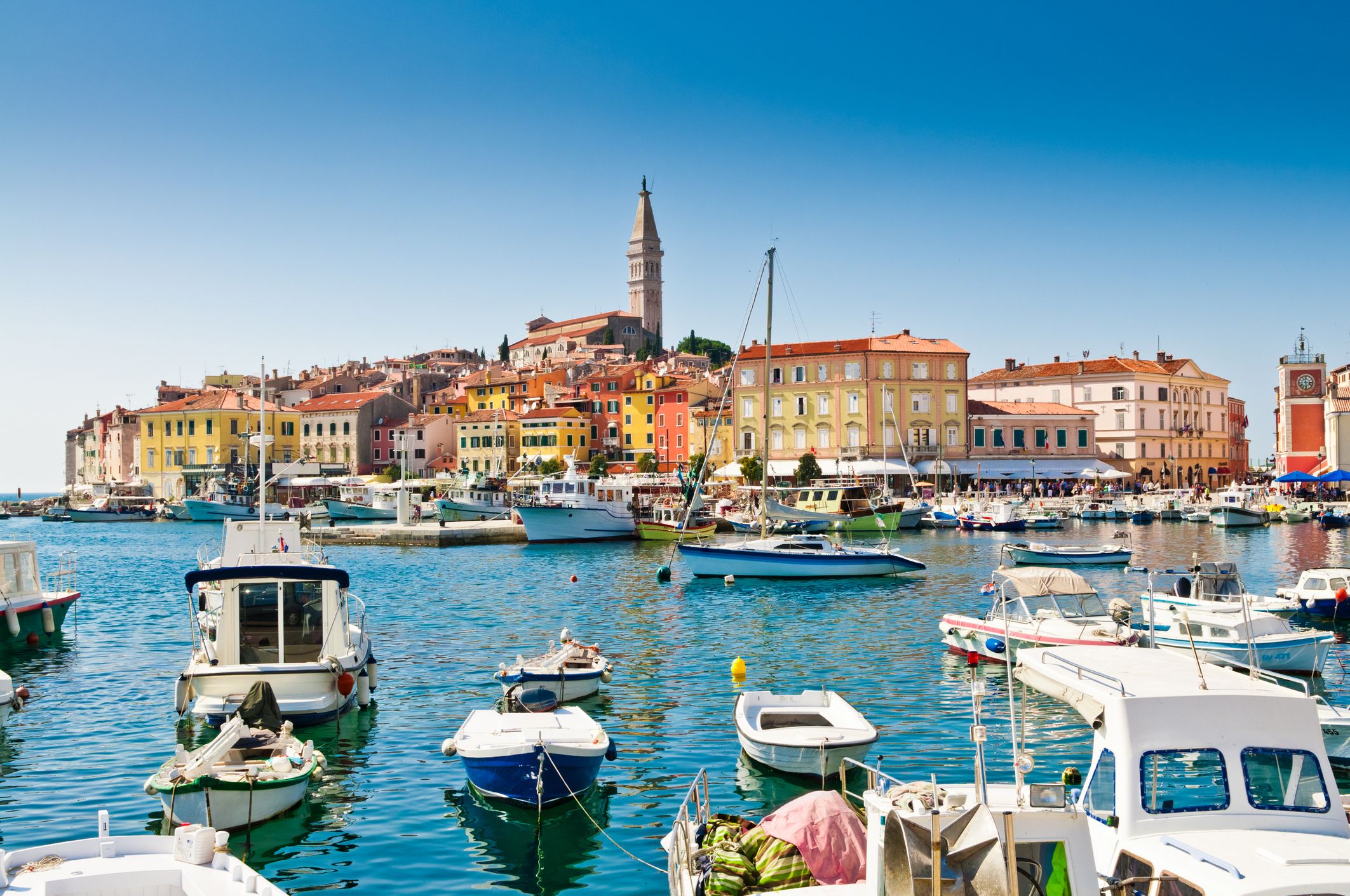 Old town, harbor, Rovinj, Croatia.