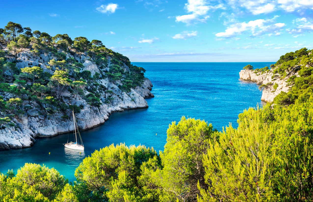 Calanques от Порт Пин в Касис във Франция близо до Марсилия