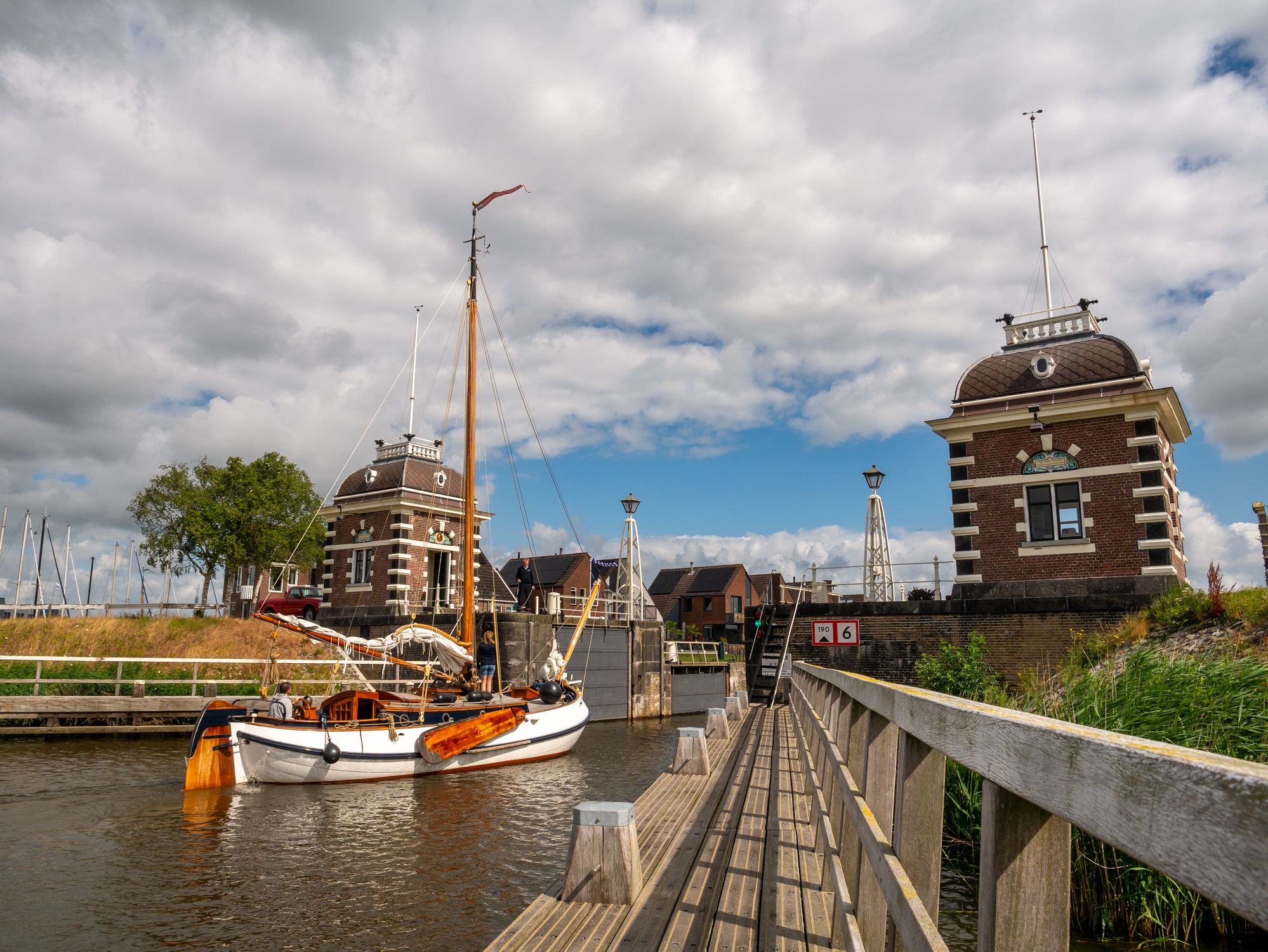 Lemstersluis lock in town of Lemmer, Friesland