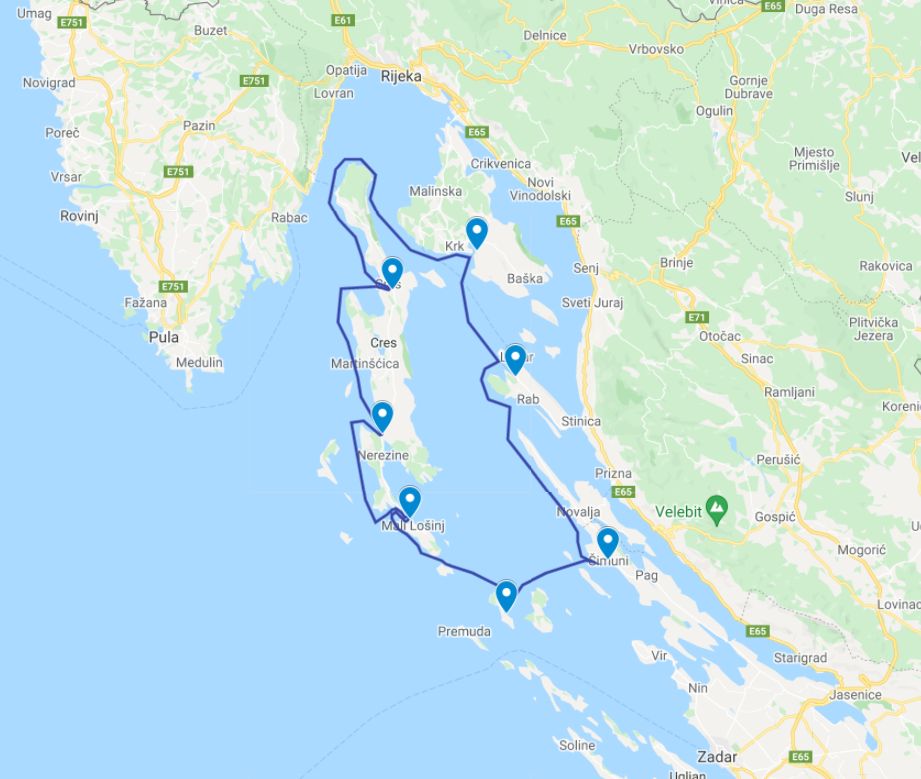 mapa itinerera jedrenja