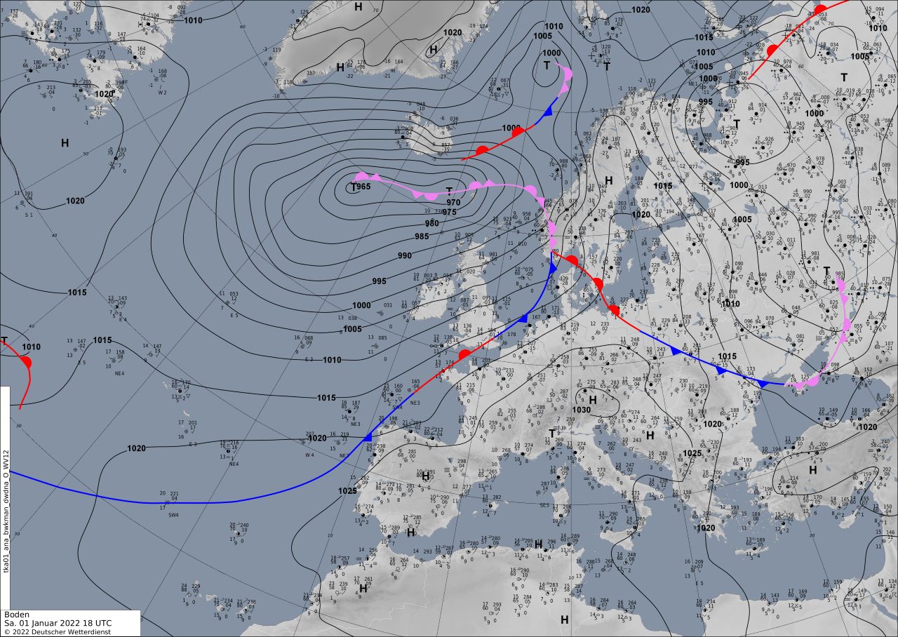 Occluded front synoptic map